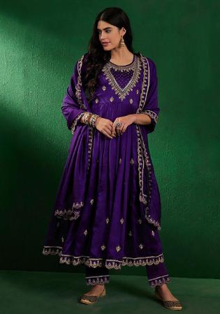 Picture of Amazing Silk Purple Readymade Salwar Kameez
