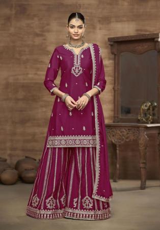 Picture of Fine Chiffon Pink Straight Cut Salwar Kameez
