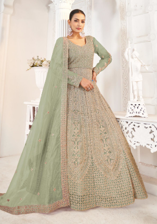 Picture of Excellent Net Dark Sea Green Party Wear Gown