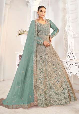 Picture of Taking Net Powder Blue Party Wear Gown