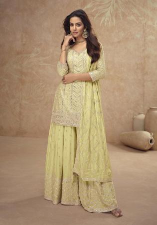 Picture of Magnificent Chiffon Wheat Straight Cut Salwar Kameez