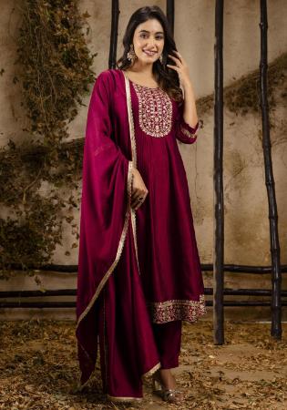 Picture of Admirable Silk Maroon Readymade Salwar Kameez