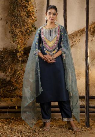 Picture of Comely Silk Dark Slate Grey Readymade Salwar Kameez