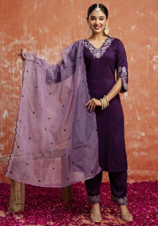 Picture of Graceful Silk Purple Readymade Salwar Kameez