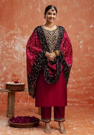 Picture of Magnificent Silk Maroon Readymade Salwar Kameez