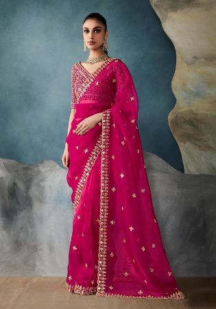 Picture of Alluring Satin Hot Pink Saree