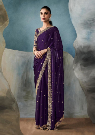 Picture of Comely Satin Purple Saree