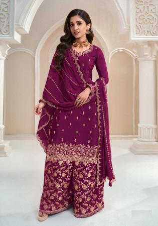 Picture of Chiffon Saddle Brown Straight Cut Salwar Kameez