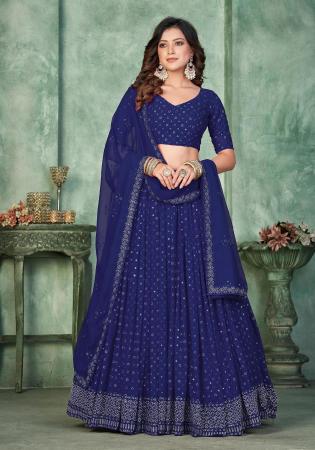 Picture of Appealing Georgette Dark Slate Blue Lehenga Choli