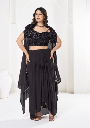 Picture of Alluring Georgette Black Lehenga Choli