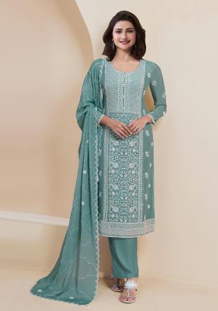 Picture of Georgette Slate Grey Straight Cut Salwar Kameez