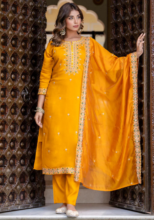 Picture of Ravishing Silk Orange Readymade Salwar Kameez