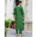 Picture of Silk Dark Olive Green Readymade Salwar Kameez
