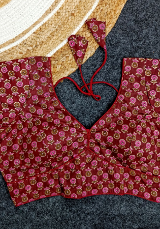 Picture of Marvelous Cotton Maroon Designer Blouse
