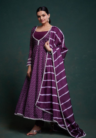 Picture of Chiffon & Crepe Purple Readymade Salwar Kameez