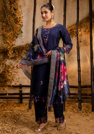 Picture of Taking Silk Midnight Blue Readymade Salwar Kameez