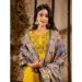 Picture of Beautiful Silk Dark Golden Rod Readymade Salwar Kameez