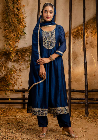Picture of Splendid Silk Navy Blue Readymade Salwar Kameez
