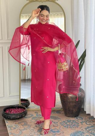 Picture of Well Formed Cotton Crimson Readymade Salwar Kameez
