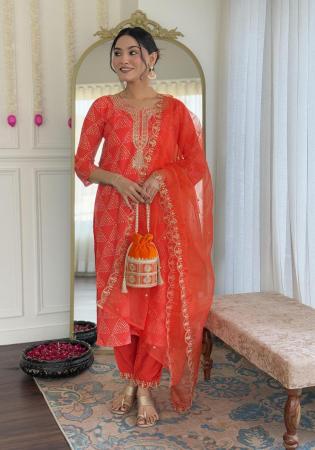 Picture of Resplendent Cotton Crimson Readymade Salwar Kameez