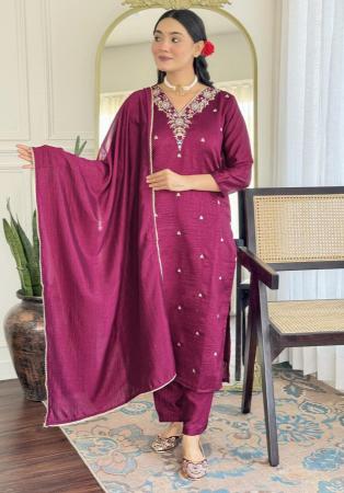 Picture of Lovely Cotton Fuchsia Readymade Salwar Kameez