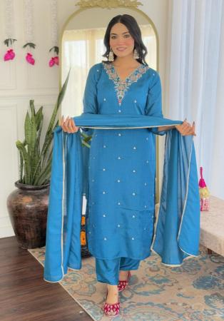Picture of Ideal Cotton Dark Cyan Readymade Salwar Kameez