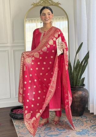 Picture of Excellent Cotton Dark Red Readymade Salwar Kameez
