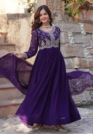 Picture of Exquisite Georgette Purple Readymade Gown