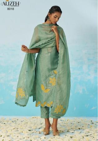 Picture of Chiffon Dark Sea Green Readymade Salwar Kameez