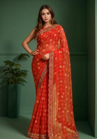 Picture of Fascinating Georgette Indian Red Saree