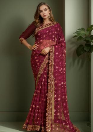 Picture of Wonderful Georgette Brown Saree