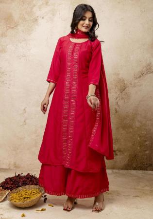 Picture of Magnificent Silk Red Readymade Salwar Kameez