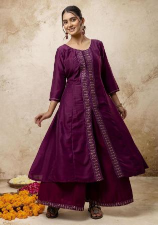 Picture of Sightly Silk Purple Readymade Salwar Kameez
