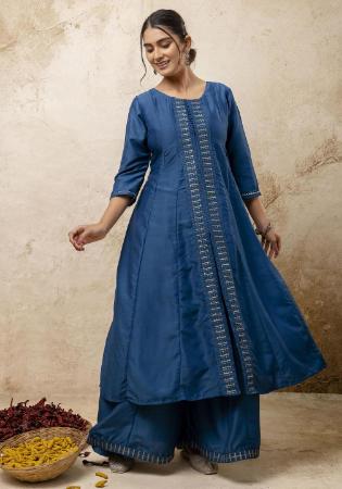 Picture of Enticing Silk Teal Readymade Salwar Kameez