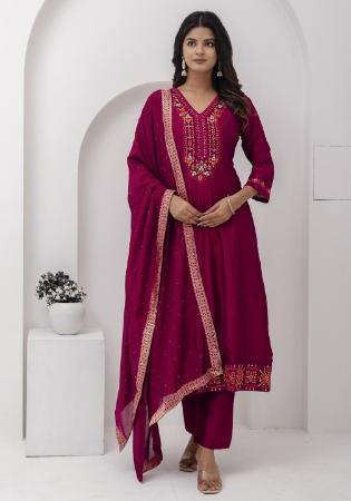 Picture of Appealing Silk Maroon Readymade Salwar Kameez