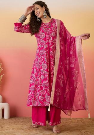 Picture of Stunning Silk Dark Red Readymade Salwar Kameez