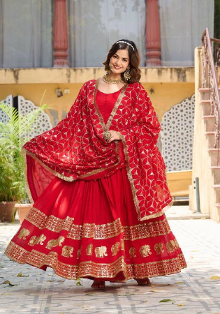 Picture of Appealing Silk Dark Red Party Wear Gown