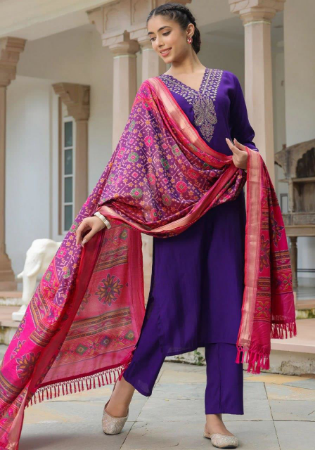 Picture of Fine Cotton Purple Readymade Salwar Kameez