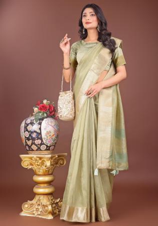 Picture of Stunning Organza Dark Sea Green Saree
