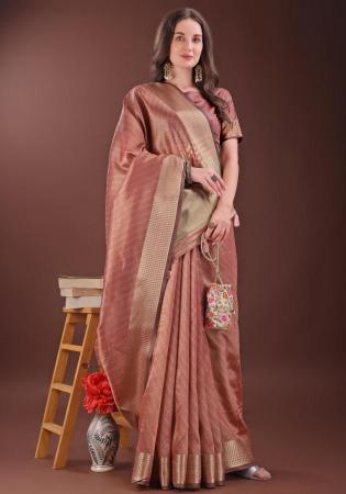 Picture of Elegant Organza Rosy Brown Saree