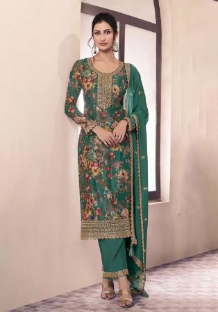 Picture of Ravishing Chiffon Dim Gray Straight Cut Salwar Kameez