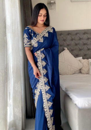 Picture of Sightly Chiffon Midnight Blue Saree