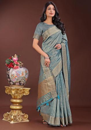 Picture of Fascinating Organza Slate Grey Saree