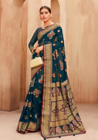 Picture of Shapely Georgette Dark Green Saree