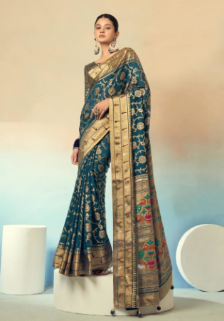 Picture of Beauteous Georgette Navy Blue Saree