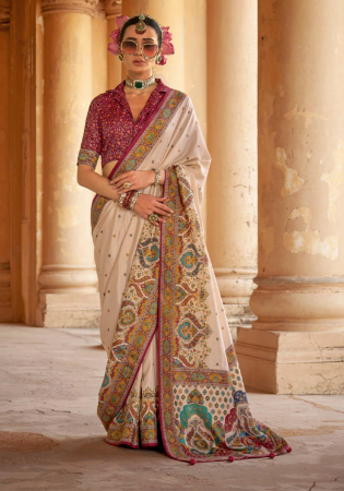 Picture of Elegant Silk Pale Golden Rod Saree