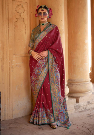 Picture of Ravishing Silk Maroon Saree