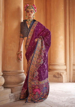 Picture of Sightly Silk Brown & Magenta Saree