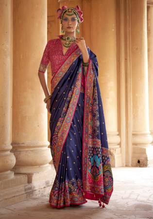 Picture of Superb Silk Navy Blue Saree