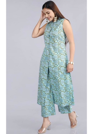 Picture of Magnificent Cotton Cadet Blue Kurtis & Tunic